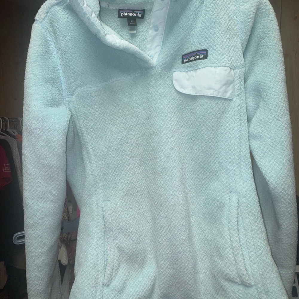 Patagonia Mint Green Snap-Front Fleece Pullover